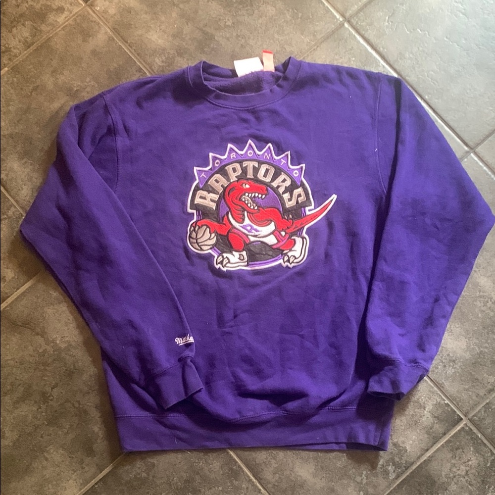 Mitchell & Ness Purple Crewneck Sweater with Raptors Logo